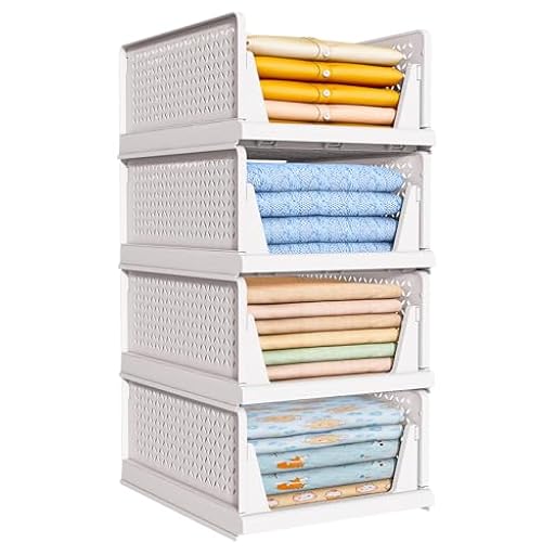 TidyIsles 4 Unidades de Organizador Armario Plegables y Apilables, Cajonera Organizadores de Plastico y Separadores, Plástico de Ropa Almacenamiento y Organización para Dormitorio y Baño, Blanco | Ya disponible en tu tienda friki favorita! En mundofriki.es!