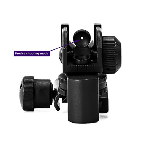 KNINE OUTDOORS Premium Level Rear Iron Sight with Windage & Elevation Adjusting Knob for Rifle with Picatinny Rail