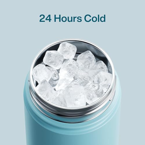 Image of Kids Insulated Water Bottle with Straw - 12oz Stainless Steel Water Bottle with Dual Spouts, Leak-Proof, BPA-Free, Double Wall Vacuum Keeps Cold for 24 Hours for Sports, Travel, School (Pewter Blue)