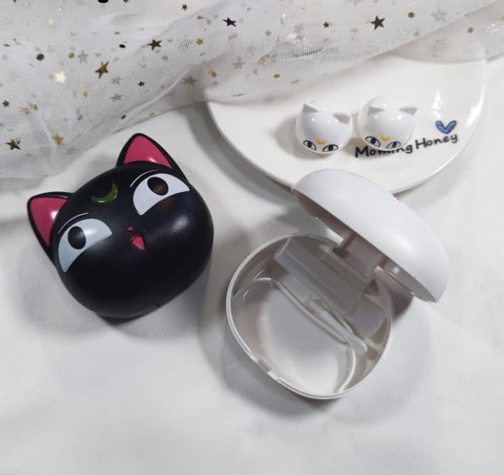 Miniatura 7 de Paquete de 2 fundas para lentes de contacto de anime lindo gato estuche de viaje portátil para lentes de contacto kit con solución limpiadora de