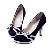Innenmaterial: Synthetik OYSOHE Damen Pumps, Sommer Damen Mode Runde Zehe Elegant Rockabilly Schuhe Bowknot Shallow High Heels Stöckelschuhe