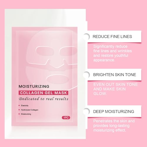 Collagen Mask，Mascara de Colageno, Máscara Facial Firmadora com Peptídeos de Colágeno Antienvelhecim
