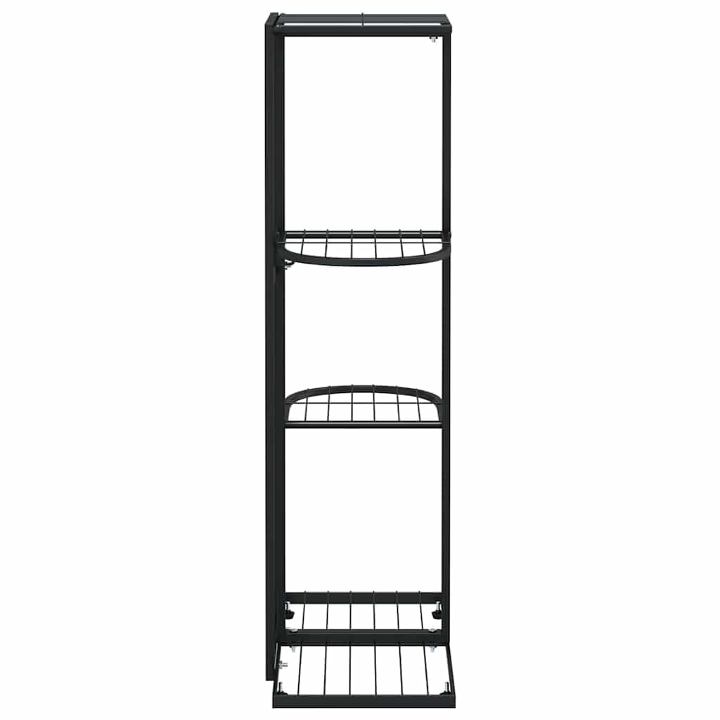 Portavasi a 4 ripiani, 43 x 22 x 76 cm, in metallo, nero | Robusto, durevole, salvaspazio, per interni ed esterni, facile da pulire