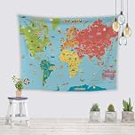 World Map for Kids, Animal World Map Poster, Large World Maps for Wall, World Map Canvas, Suitable for Children'S Rooms, Bedrooms, Living Rooms, and Classrooms, Colorful