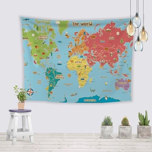 Image of World Map for Kids, Animal World Map Poster, Large World Maps for Wall, World Map Canvas, Suitable for Children'S Rooms, Bedrooms, Living Rooms, and Classrooms, Colorful