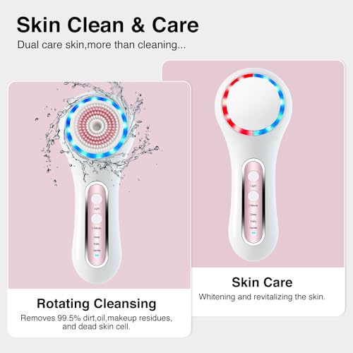 UMICKOO Esfoliante facial, escova de limpeza facial, recarregável, IPX7, à prova d'água, com 5 cabe