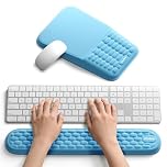 Vaydeer Ergonomic Keyboard & Mouse Wrist Rest Set – Soft Memory Foam Mouse Pad with Wrist Support, Non-Slip Base, Relieves Wrist Pain, Ideal for Typing, Gaming & Office (Blue)