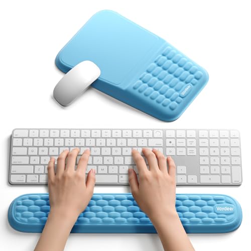 2-in-1 Keyboard & Mouse Wrist Rest Set – Ergonomic Pain-Relief Support, Memory Foam Wrist Cushion with 8° Slope & Massage Nubs, Non-Slip PU Base, Relieves Wrist Pain & Carpal Tunnel from Lon