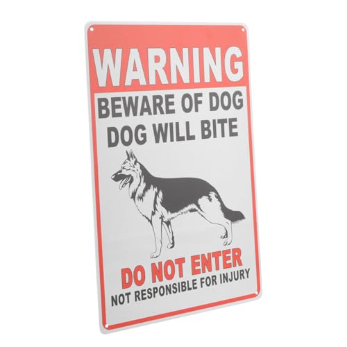 UTHCLO Vintage Metal Dog Warning Sign with Construction Clear Printed Beware Dog Decor for Garden Lawn Outdoor Wall Classic Retro Style with Pre-drilled for Easy Installation