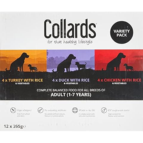 Collards Complete Wet Hypoallergenic Adult Dog Food, Variety Pack Turkey, Duck and Lamb, 12 x 395 g Cover