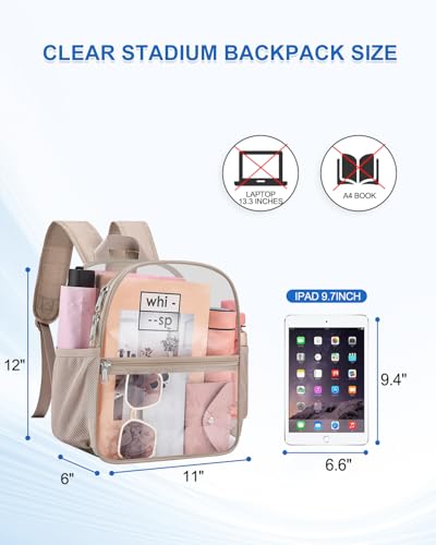 Image of Clear Backpack for Stadium Events, 12x12x6 Small Clear Plastic bag with Reinforced Straps for Game Security Festival Concert