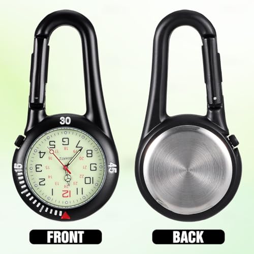 IMIKEYA Clip-on Watch: 1pc Night Light Alloy Watch Clip-on Light Alloy Unisex Backpack Buckle Belt Watches Black with White Dial for Doctors Nurses Climbing Mountaineering by IMIKEYA - Image 3