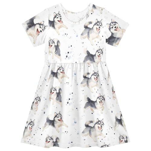 Dresses for Girls Beautiful Cow Summer Dress with Short Sleeves for Kids Girls Casual Athletic Dress Size 2-8T
