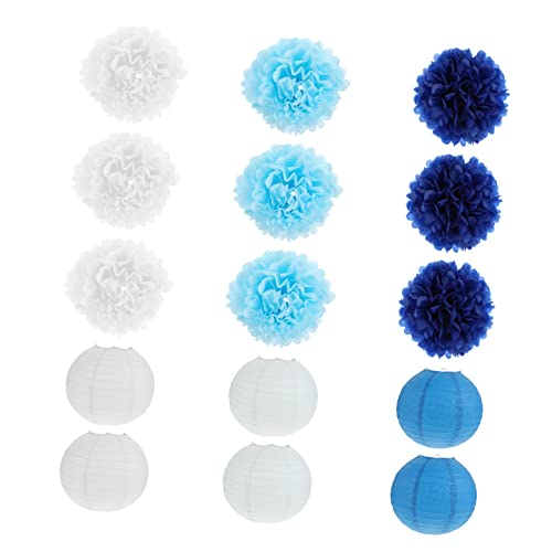 HANABASS 15 Piezas Fiesta Flores Decoración Papel Pom Linternas Colgante Kit Adorno Bola Interior Tejido Ducha Poms Boda Nupcial Temática Creativa Personalizada Artesanía Celebración