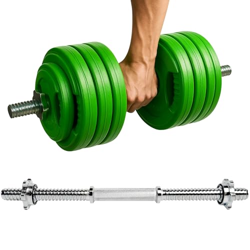 MuscleForge Barra Mancuernas 45 cm – Barra Pesas Roscada Extra Larga con Collares Estrella, Acero Cromado 25 28 mm – Agarre Antideslizante, Carga Alta – Uso En Hogar y Estudio, Curls, Press, Remo