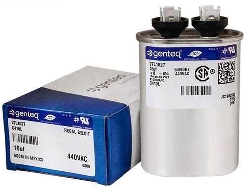 (2) Pack - Packard POCF10-10 uF MFD x 440 VAC Genteq Replacement Capacitors Oval # C410L / 27L1027