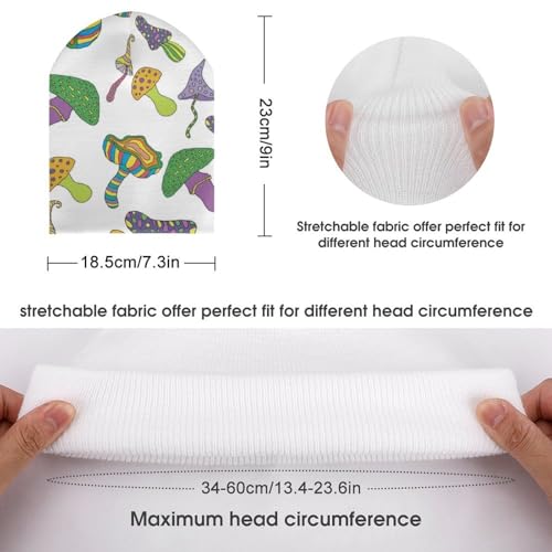 Trippy Art Mushroom Pattern Kids Beanie Hat for for Girls Boys Children Cap Winter Knitted Chemo Cancer Headwear Accessories Gifts Decoration Black2