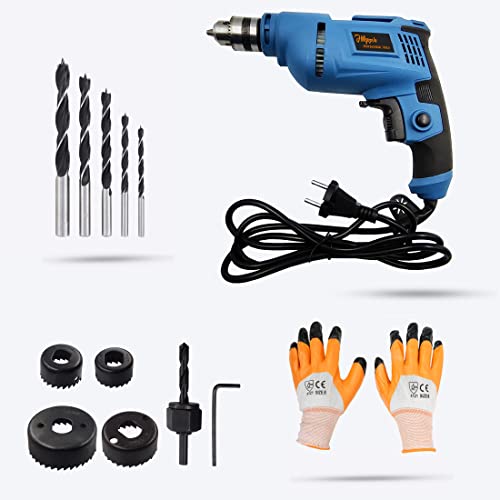 Image of Hillgrove HGCM131M2 500W Drill Machine | Gloves Included, Wood Hole Saw Bits Set, Reverse Rotation, Variable Speed, Pistol Grip