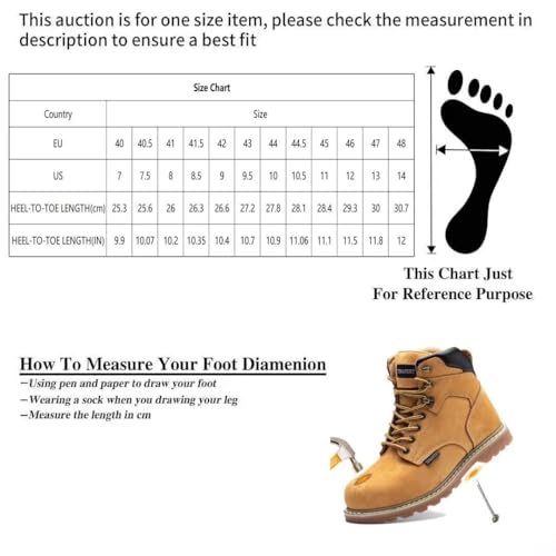 Image of Work Safety Boots for Men Durable Crazy-Horse Leather Indestructible Steel Toe Waterproof and Non-Slip Better Warmth Men Work Shoes