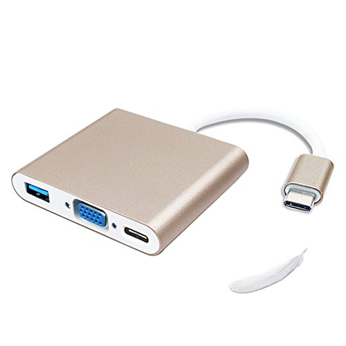 USB Type C Hub to VGA Adapter - Multiport USB C 3.1 Hub Female with Charging & Video Converter for Apple MacBook,ChromeBook Pixel Projector TV and More Type-c Devices