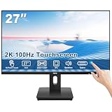 Xyrio Touch Screen Monitor, Touchscreen Monitor 27'' QHD 2560x1440 100Hz, Touch Screen Monitors w/ 10-Point Touch, Built-in Speakers, Type C, VESA, Stylus Pen, Perfect for Bar, Gym, Business, Black