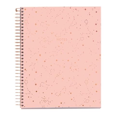 Miquel Rius M Fashion 4 Subject Spiral Notebook, Lined A5-8.25" x 5.87" 120 Sheets White Heavyweight Paper, Subjects Separated by Color, 2 Hole Punched, Micro-Perforated, Constellations Design Cover