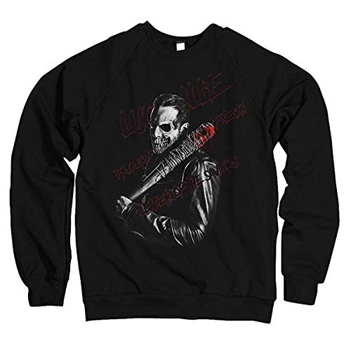 Monkey Print Sudadera Hombre Negan Calavera Saviors Senderismo Zombie Muertos Lucille - Negro, XL