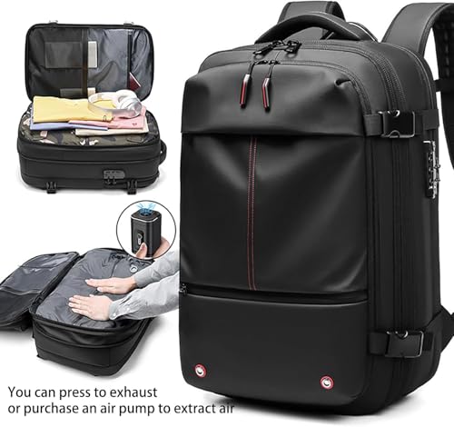 SpaceVac Backpack, Space Vac Travel Vacuum Bags, 60l Expandable Backpack, Water Resistant, Anti Theft, with Electric Air Pump (Prestige-Black)2
