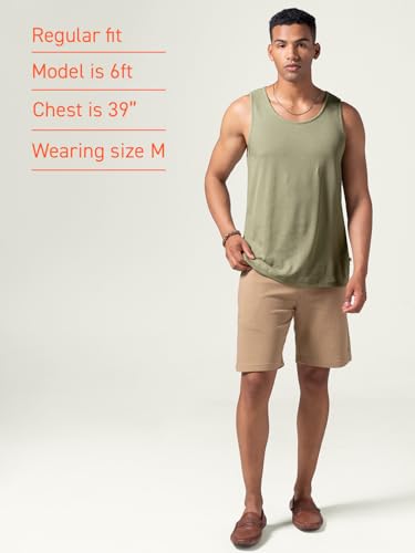 Image of DAMENSCH Relaxed Fit Cotton Rich Blend Waffle Texture Anti- Bacterial Super Premium Solid Tank Top Gym T Shirts for Men Pack of 1