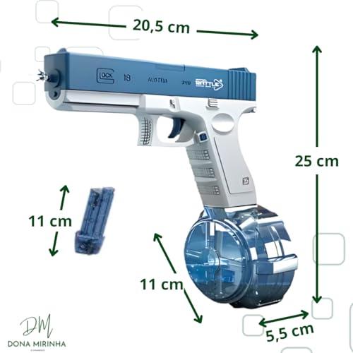 Arma Água Elétrica Automática 2 Pente Carregável ROSA