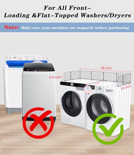 Magnetic Laundry Guard 49.5\" - Metal Laundry Guards for Washer and Dryer Countertop, Laundry Topper with Silicone Gap Covers, Washing Machine Dryer Countertop Guard for Laundry Organization Accessory - Thumbnail 7