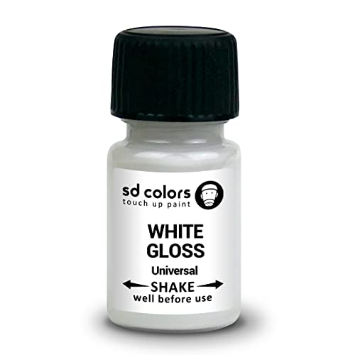 SD COLORS Ausbesserungslack, universell, Lackstift glänzend, Weiß, 8 ml, für kleine Reparaturen, Metall, Holz, Kunststoff, Fenster, Rahmen, Türen, Tore