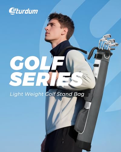 Sturdum Golf Lightweight Stand Bag, Portable Golf Carry Bag with Insulated Cooler Pocket, Easy to Carry and Ideal for Driving Range, Pitch n Putt, Par 3, Executive Courses, Gray