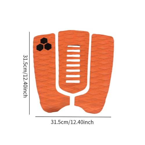 Vaveren 3X Surfboard Traction Pads Foot Deck Grip Pad Non Slip Skimboard Traction Pad for Wakeboard Kiteboard, Orange