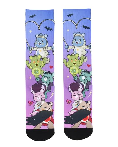 Bioworld Care Bears X Universal Monsters Socks Men's Horror Film Characters Design Sublimated Adult Mid-Calf Crew Socks