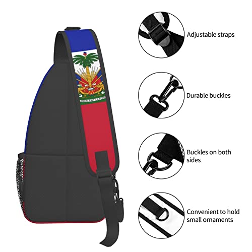 Mochila tipo bandolera unisex con bandera de Haití miniatura 6