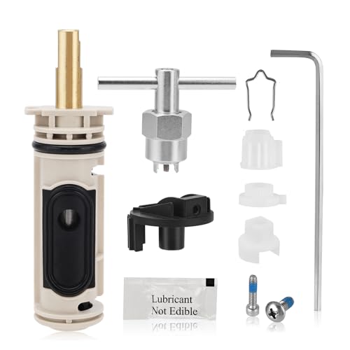 1222 Replacement Cartridge with Puller & Retainer Clip, Tub and Shower Repair Kit for One Handle Faucet, Bathtub Shower Valve Parts and Removal Tool, Brass and Plastics (1222)