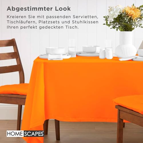 Homescapes Orange Tischdecke rund mit Hohlsaum aus 100% Baumwolle 178 cm, rundes Tischtuch, waschbar & pflegeleicht – Ansicht 8