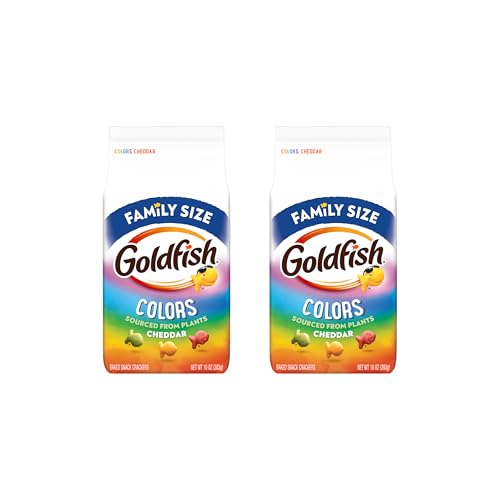 Image of PEPPERIDGE FARM Colors Cheddar Crackers, Snack Crackers, Family Size 10 oz. Bag (Pack of 2)