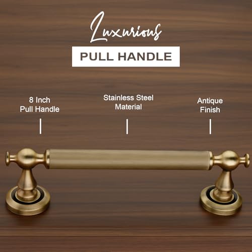 Image of LAPO 9 Inch Main Door Pull Handle | Antique Finish Stainless Steel Alloy | 8 Inch Hole to Hole | Stylish & Durable Door Handle for Wooden, Glass & Metal Doors | Pack of 1 | 3-Year Warranty