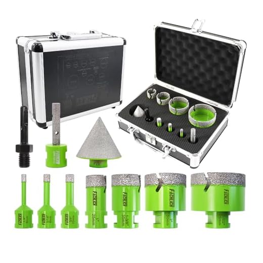 FACHLICH Diamond Core Drill Bits Set - 10pcs Tile Hole Saw Kit 6/8/10/25/35/50/65mm with 2" Diamond Beveling Chamfer Bits for Porcelain Ceramic Tile Granite Marble