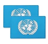 QQSD United Nations UN Flag Patch Tactical Military Patches - PVC Hook and Loop Fastener Patch, 2 Pack