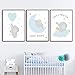 Nordic Ideas Juego de 3 Cuadros 30x40 Infantiles Niño Animales Pósteres Elefante Láminas Impresión en Lienzo Decoración Habitación Bebé Pared Regalo Sin Marco NPTWC002-M