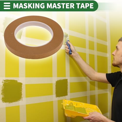Image of Motoforti Universal Painters Tape Masking Master Tape 0.15cm /0.3cm /0.6cm /1.2cm /1.9cm x 55m Easy Removal Crepe Paper Brown 5 Pcs