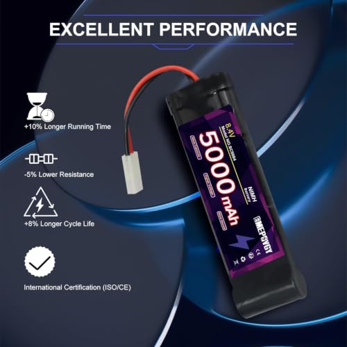 Batería NiMH de 8.4V y 5000 mAh plana con conector Tamiya pack de 2 unidades para modelismo RC 6