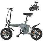 Eskute F100 Electric Folding Bike, 14" Electric Commuter Bicycle 36V 9Ah Battery, Range 35 Miles, Mini Folding Ebike with Phone Holder & USB Charging Port, LCD Display, Foldable Ebike for Teens/Adults