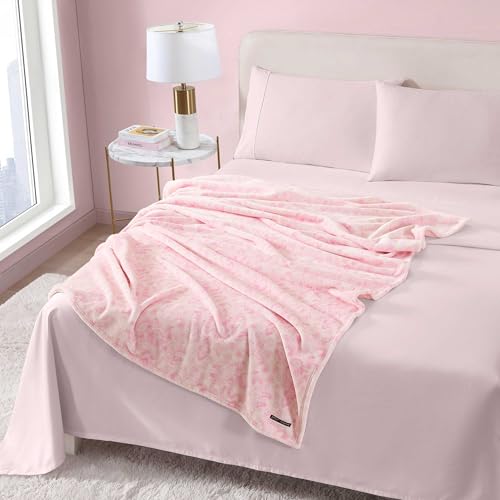 Image of Betsey Johnson - Blanket, Buttery-Soft Throw Blanket for Couch or Bed, Boldly Plush & Oversized Bedding (Betsey Damask Pink, 50 inch x 70 inch)