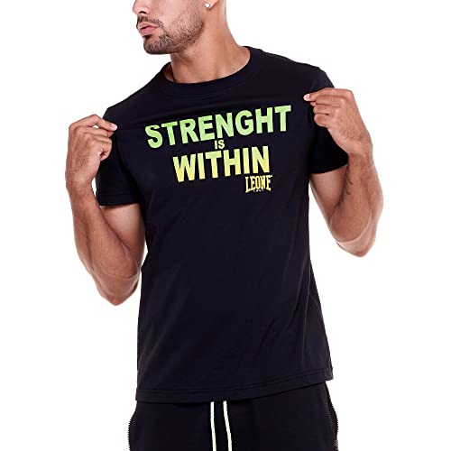 Leone - Man t-Shirt Short Sleeves Sporty Fluo - Black (09), XXL