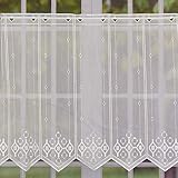 SCHÖNER LEBEN. Bistrogardine Scheibengardine Stickerei Rauten Meterware Ecru 120cm Höhe