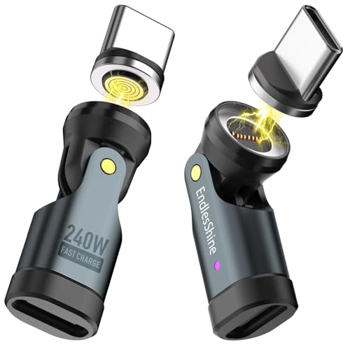 EndlesShine Adaptateurs Magnétiques USB C 240W [Lot de 2] - Peut Être Utilisé Avec Tous les Câbles de Type C en Câble Magnétique USB C - Rotation à...
